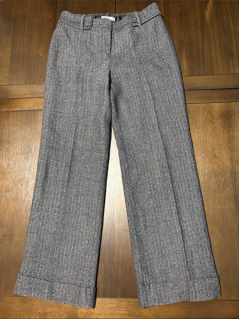 Ann Taylor Wool Blend Gray Herringbone Dress Pants